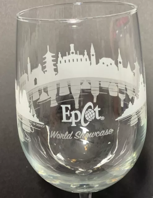 Disney Wine Glass - EPCOT World Showcase - 8 Etched Goblet