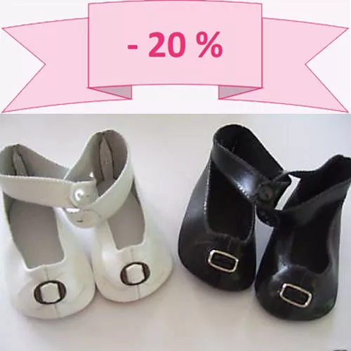20% Promo - Lote De 2 Pares De Zapatos Piel T9 (6.5cm) Muñeca Antigua