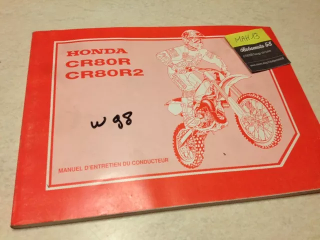 Honda CR80R CR80R2 CR80 Cr 80 R R2 1998 Manual Tecnical Workshop Owner