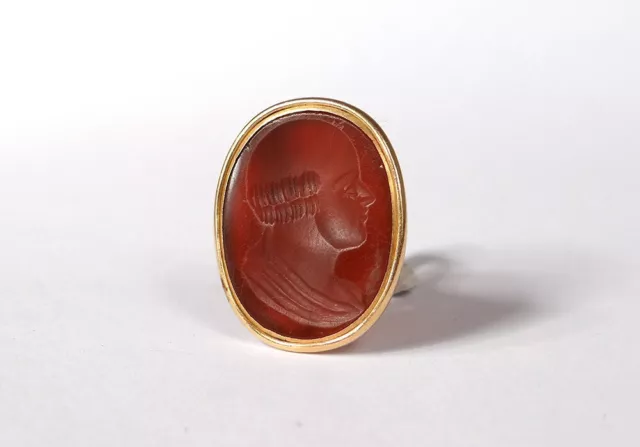 Sceau cachet intaille agate portrait profil personnage or massif 18K XIXè