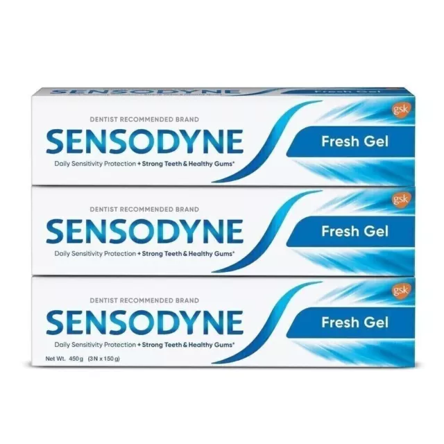 Sensodyne Toothpaste Fresh Gel for daily sensitivity protection (150 gm x 3)