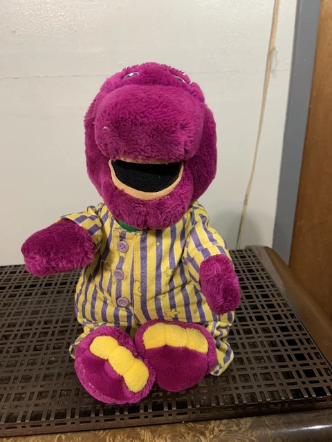 BED TIME BARNEY RARE Error Tag HTF Purple Dinosaur Plush 1992 Striped ...