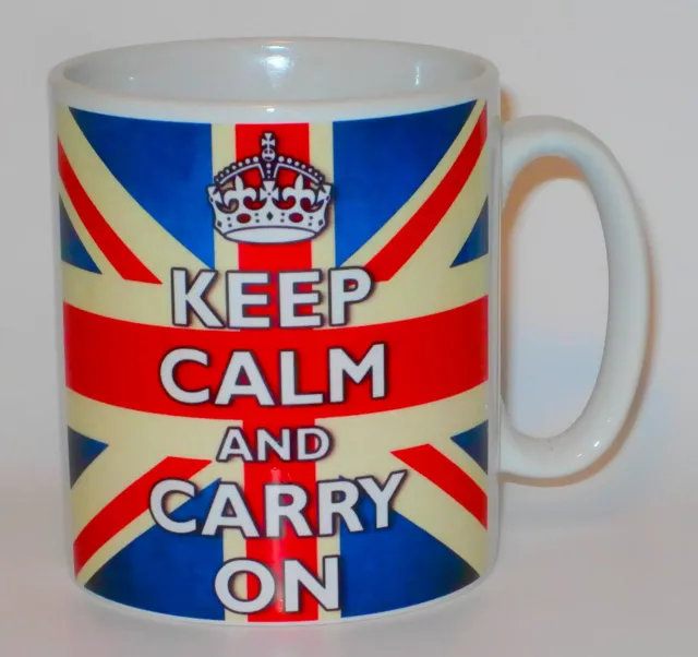 Keep Calm And Carry On Mug Can Personalise Great Patriotic Union Flag Jack Gift