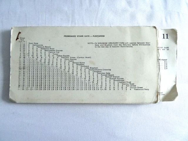 Decimalization Table BLACKPOOL CORPORATION TRAM Bus Faretables - Pre Decimalisation EUR 11 ...