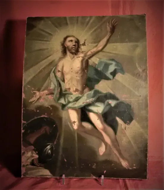 SPLENDIDO DIPINTO AD OLIO SU TELA “ CRISTO RISORTO ”– 1700 sec. XVIII- 45,5 cm