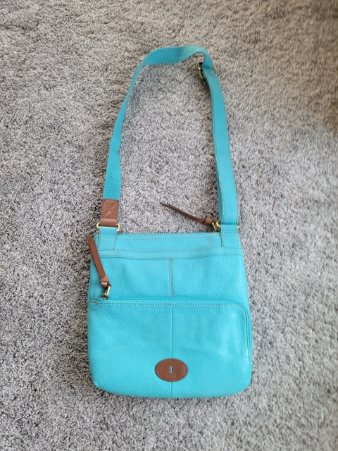 Fossil Morgan Traveler Leather Crossbody Bag in Turquoise Bag. Read
