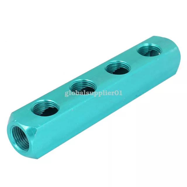 A● 1/2 PT Thread 4 Way Quick Connect Air Hose Manifold Block Splitter Blue