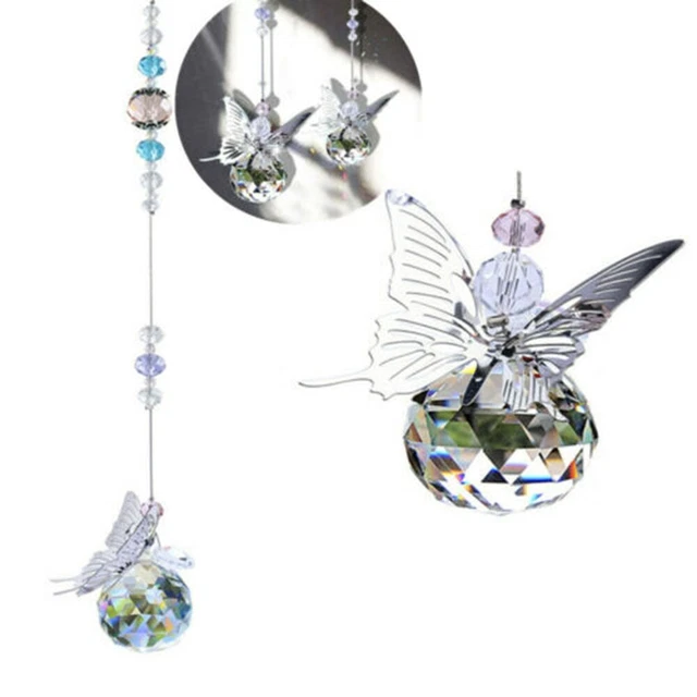 Bola de cristal duradera colgante interior K9 brillante 38 cm boda mariposa