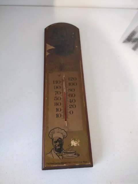 Vintage  1984 Cream Of Wheat Thermometer Wood Nabisco Advertising George Nathan