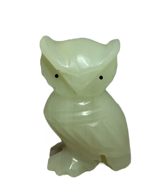 Owl Stone Hand Carved Figurine Onyx Marble 3.5"  height