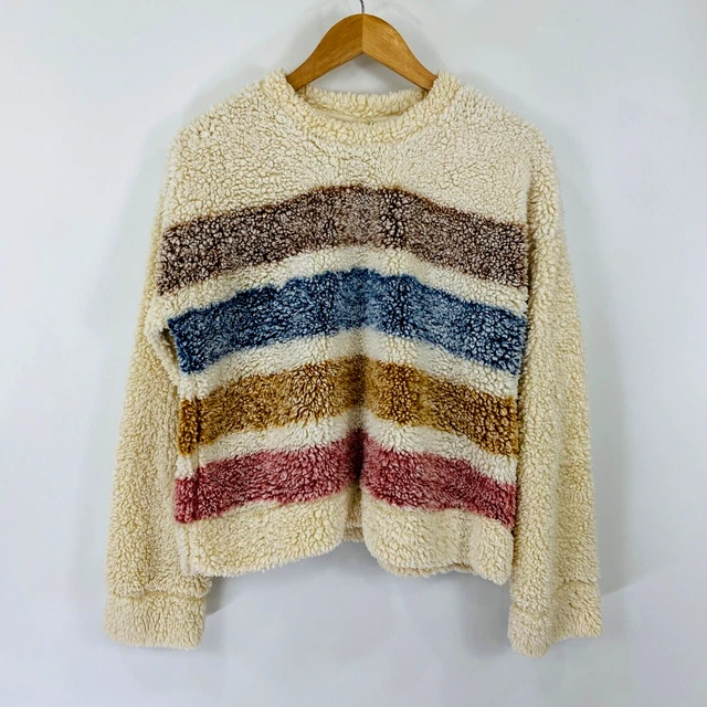 HARPER HERITAGE Women’s Fleece Sweater Size Medium Beige Long Sleeve Crew Neck