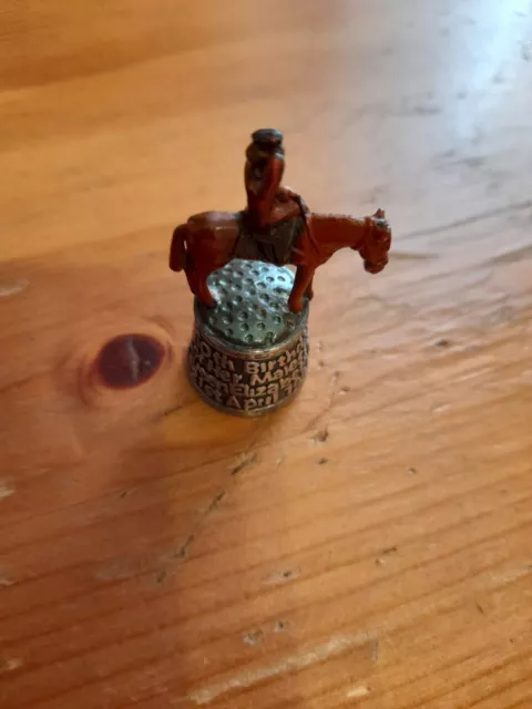 A Great Pewter Thimble Which Depicts A Picture Of Our Queen Trooping The Colour.