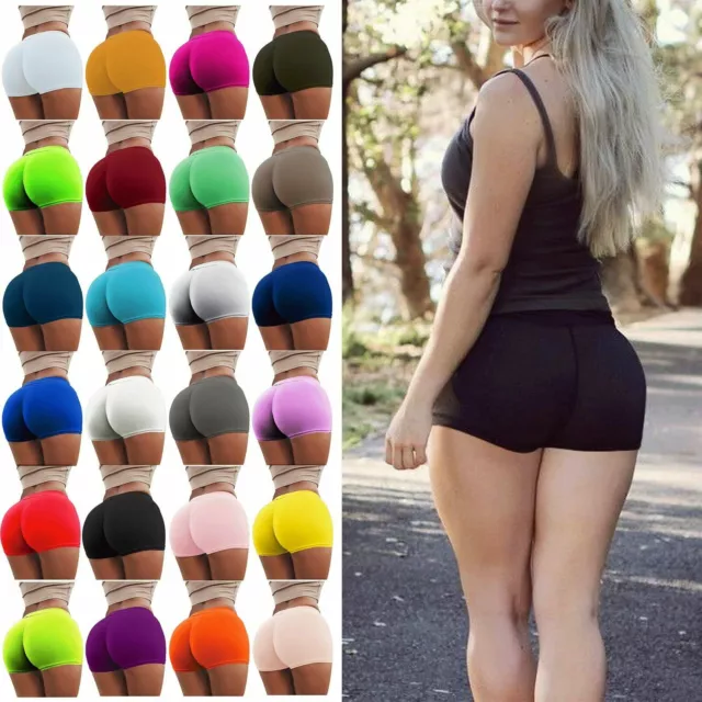 Womens Hot Pants Gym Yoga Shorts Dance Cycle Sports Fitness Stretch Mini Shorts