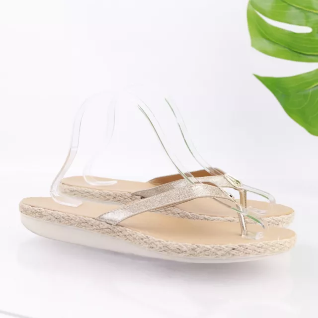 Tommy Bahama Women's Thomas Sandal Size 9.5 Thong Slide Flip Flop Gold Glitter