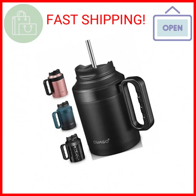 CIVAGO 50 oz Insulated Tumbler Mug with Lid and Straw, Vacuum Travel Coffee Mug