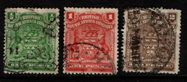 Rhodesia British South Africa Company 1898 1908 to 2d SG75, 78-79 Used