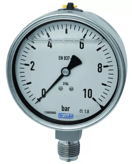 RIEGLER Glyzerinmanometer CrNi-Stahl-Ausführung 160 mm, G 1/2 senkrecht, 0-250 b