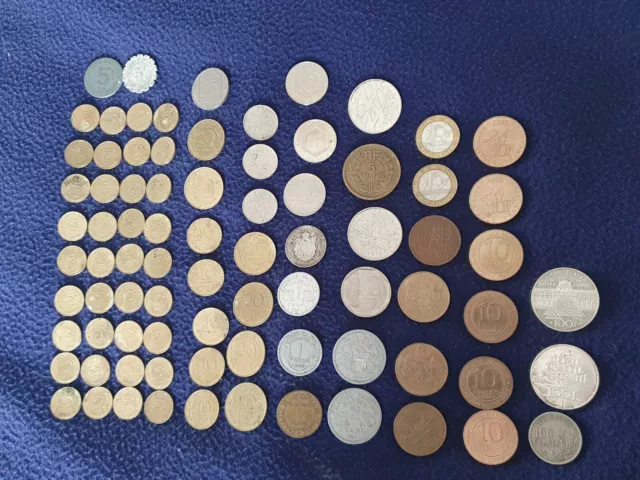 Pieces de monnaie Française de 5 centimes a 100 francs