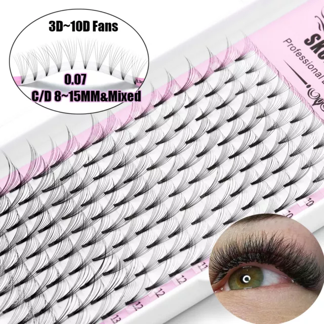 SKONHED 16 Row 3D-10D Russian Premade Fans Eyelashes Extension Lashes C/D Curl