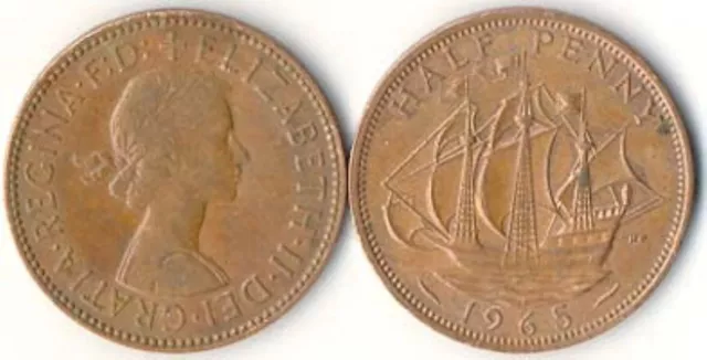 78 Coins VF Great Britain Halfpenny Queen Elizabeth II VERY FINE 1954-1970 KM896