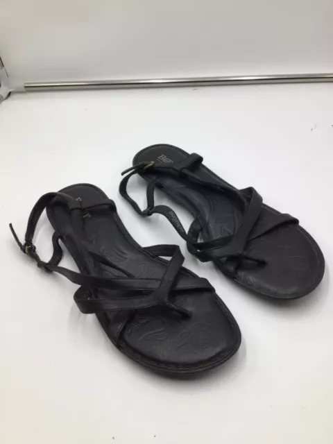 Born Womens Size 10 M Sandals Black Leather Thong Sling Back Strappy
