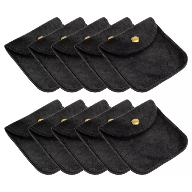 20 Pack Jewelry Pouch, 3x3" Soft Velvet Pouch with Snap Button, Black