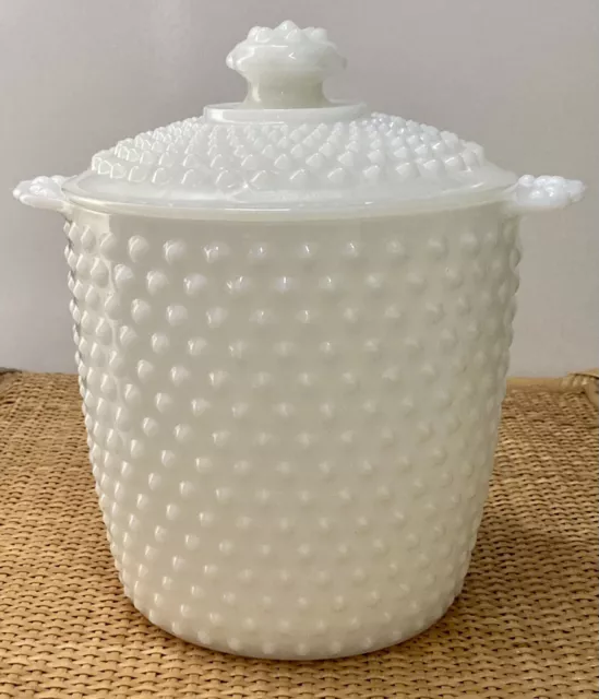 Vintage Milk Glass (white) Hobnail Biscuit Barrel/ice Bucket