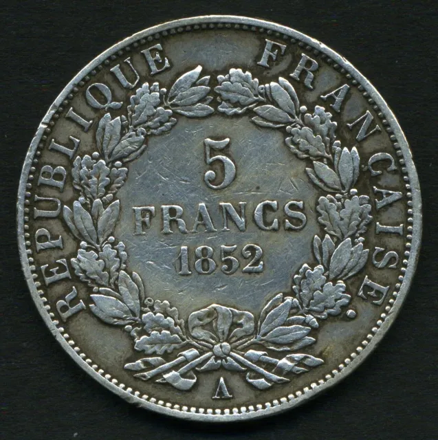 (1) Monnaie de 5 Francs argent LOUIS NAPOLEON BONAPARTE 1852 A