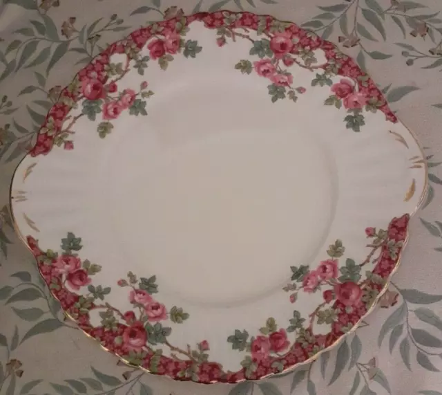 Vintage Royal Stafford Bone China Fluted Cake Plate OLDE ENGLISH GARDEN 10 inch