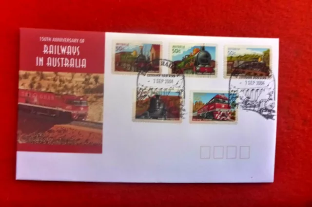 2004 150Th Railways Aus  Peel N Stick Fdc Lithgow Nsw Train  Pmark