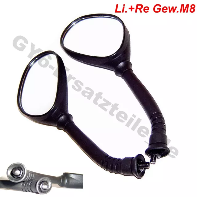 M8 RÜCK SPIEGEL SET z.B. HYOSUNG HISUN JONWAY BAOTIAN REX RS450 GY6 AGM GMX ATV