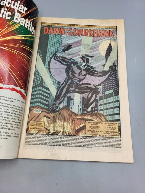 Darkhawk Vol 1 #1 March 1991 Dawn Of The Darkhawk Newsstand Marvel Comic Book 3