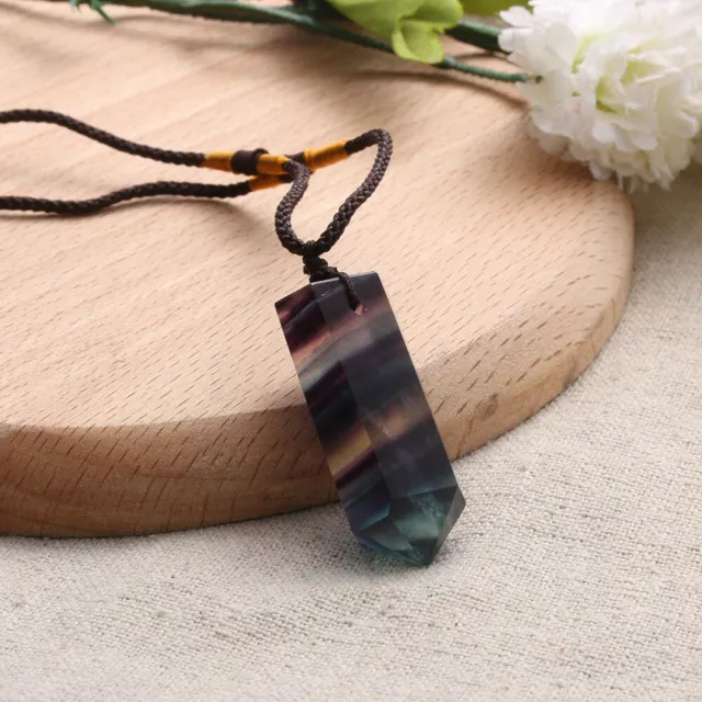 Gemstone Natural Fluorite Crystal Quartz Healing Chakra Stone Pendant Necklace