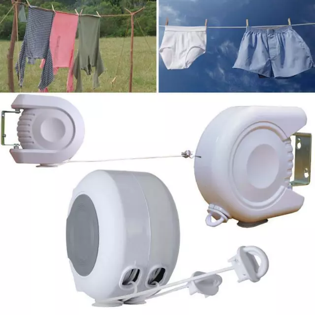 New 15m Double Clothes Line Wall Hanger Retractable Clothesline Clothes Dryer