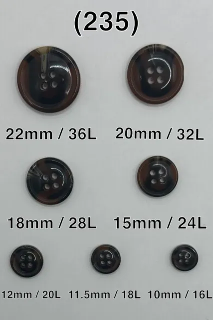 Mother Of Pearl Horn Buttons (235) 10mm 11.5mm 12mm 15mm 18mm 20mm 22mm