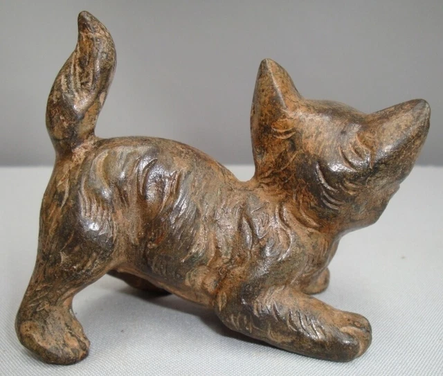Estatua Gato Fauna Art Deco Estilo Art Nouveau Estilo Bronce sólido Firmado 3