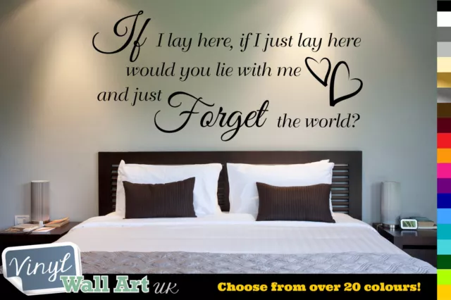 IF I LAY HERE - Snow Patrol Lyrics Vinyl Wall Art Quote Sticker Decal + FREE P&P