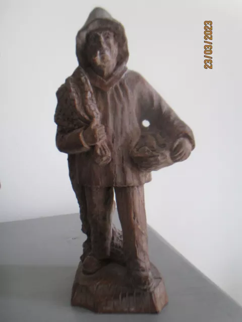 Vintage  Hand Carved Wood Figure ; Fisherman / Trawlerman