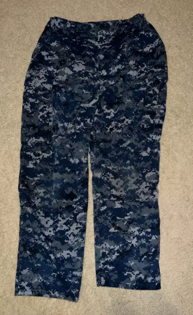 USN US NAVY BLUE Digital CAMO Cargo Military BDU Uniform Pants - MEDIUM ...