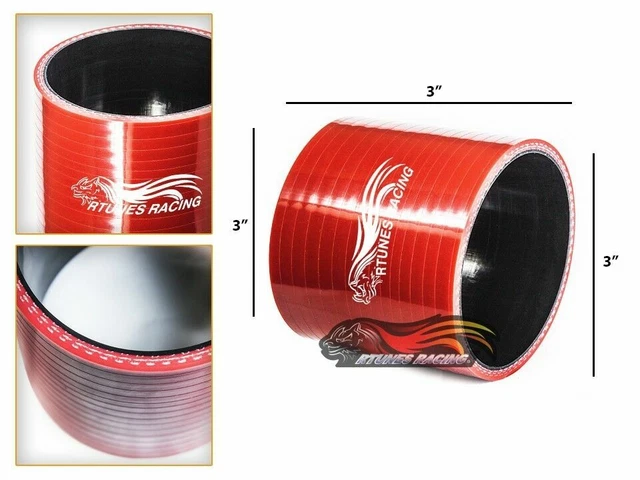 Tubo Silicone MACHSWON 51mm X 76mm Per Intercooler E Radiatore | 4-Ply Dritto Universale Auto Nero