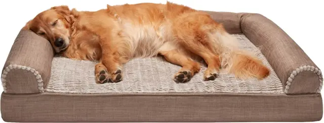 Furhaven XL Orthopedic Dog Bed Luxe Faux Fur Woodsmoke, Jumbo (X-Large)