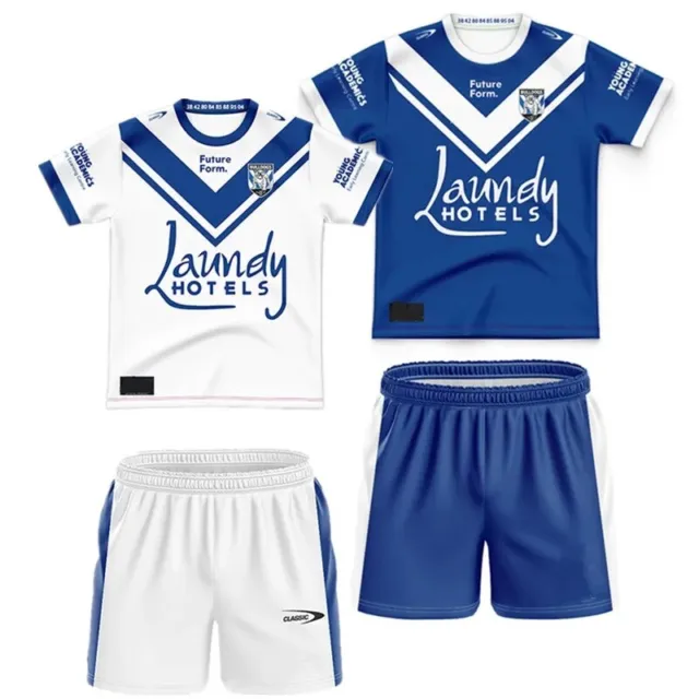 Nrl Canterbury Bulldogs 2024 Kids Home Or Away Jersey And Short Set Size 3 To 13