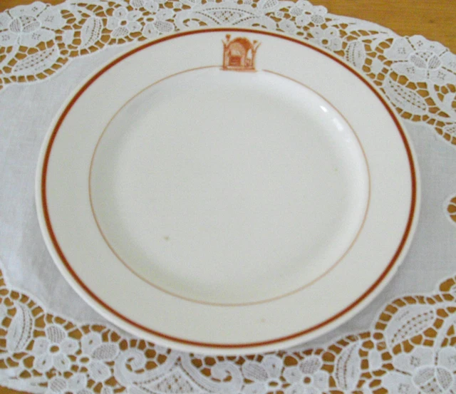 Vintage Syracuse China Old Ivory O.P.CO. 8" Plate Brown Fireplace ~