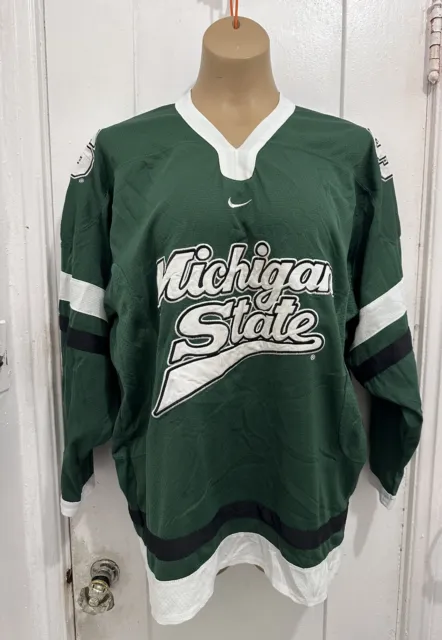 NIKE Michigan State University Spartans NCAA Hockey Jersey MSU Green Mens Large