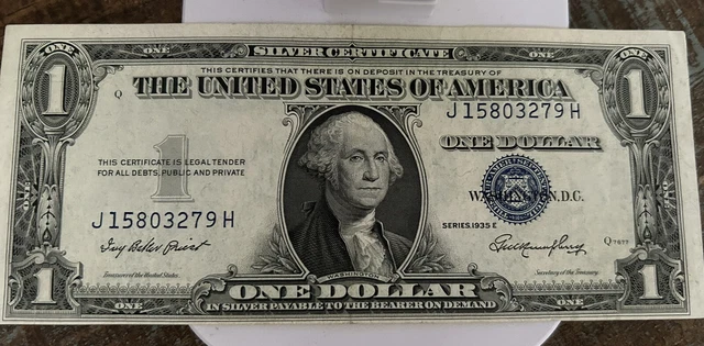 1935 E $1 Silver Certificate Blue Seal Uncirculated & Crisp