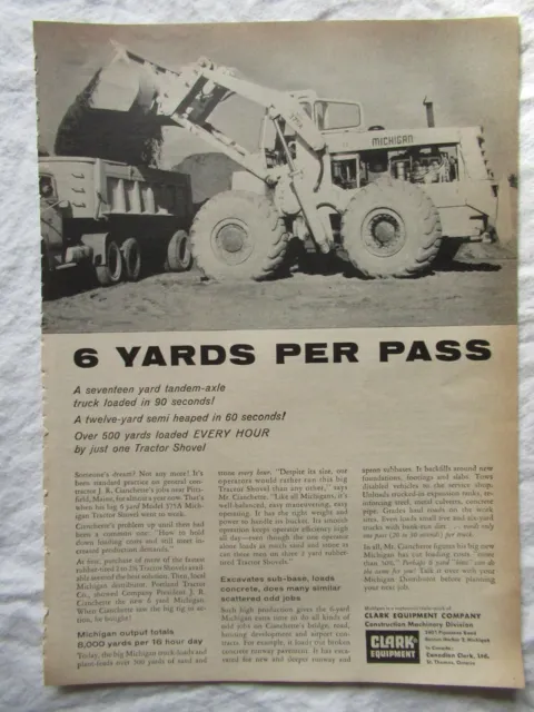 1959 Print AD Clark Equipment 375A Tractor Shovel Loader 11X8"