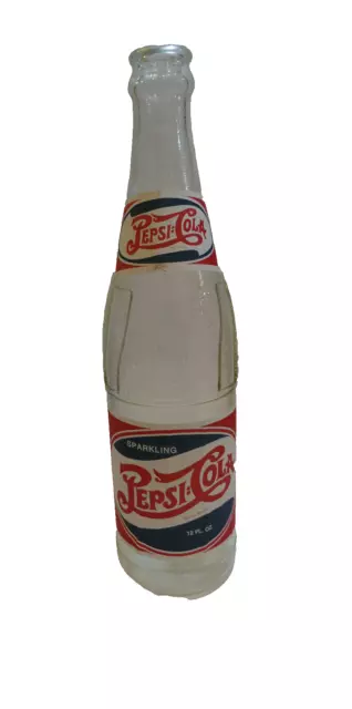 RARE 20 Inch TALL 1940's Double Dot  Pepsi Cola Soda Clear Glass Bottle Replica