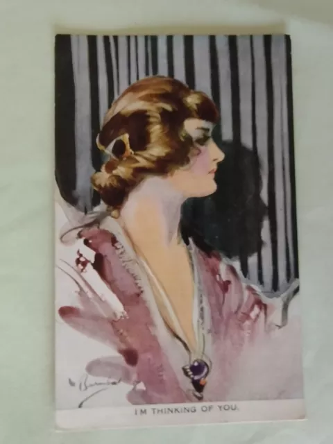 Glamour Postcard, Im Thinking of You. Inter Art. Artistique Series.  1750. 1917