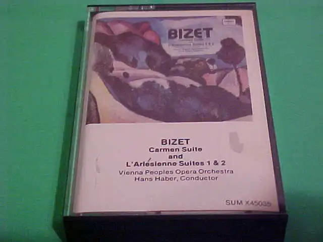 cassette paper label bizet carmen suites & l'arleslenne suites 1 & 2  hans haber
