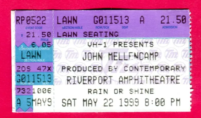 5/22/99 John Cougar Mellencamp Concert Ticket Stub